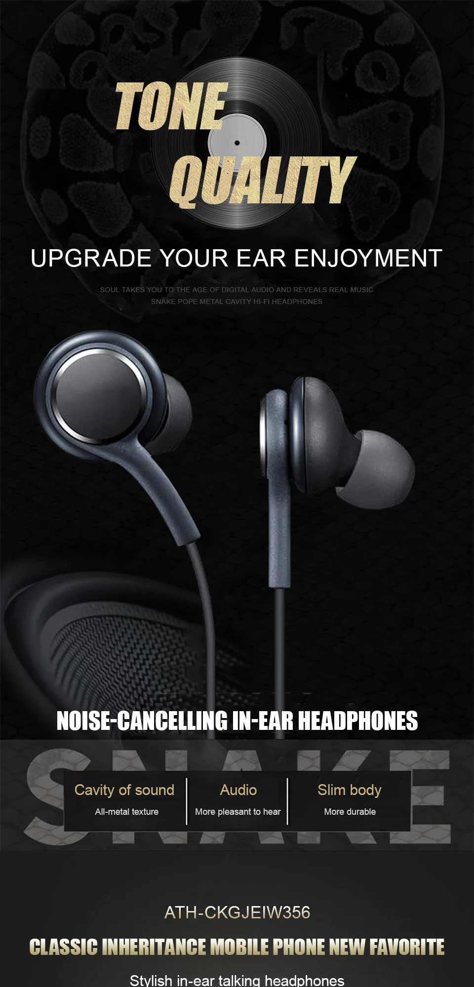 Audiophile Headphone Wired - Внутриканальные проводные наушники с разъемом 3,5